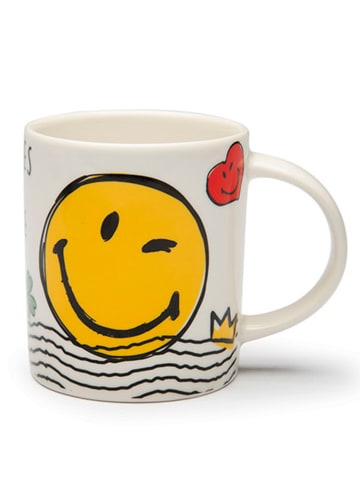 Trendy Kitchen by EXCÉLSA 4-delige set: koppen "Smiley World" wit/geel - 300 ml