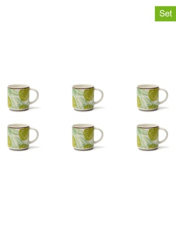 Trendy Kitchen by EXCÉLSA 6-delige set: koffiekoppen "Foliage" groen - 100 ml