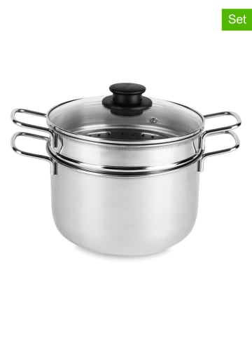 Trendy Kitchen by EXCÉLSA 3tlg. Set: Nudeltopf "Cottura Eco" in Silber/ Schwarz