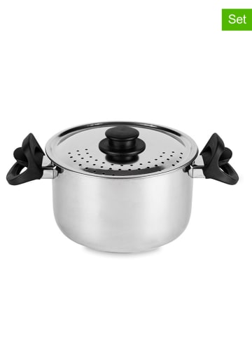 Trendy Kitchen by EXCÉLSA 2-częściowy zestaw "Scolabella" w kolorze srebrno-czarnym - Ø 20 cm