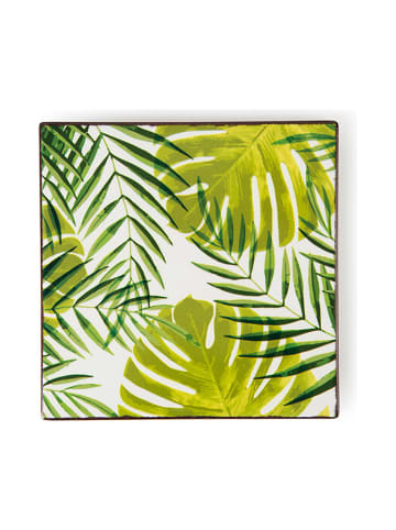 Trendy Kitchen by EXCÉLSA Panonderzetter "Foliage" wit/groen - (L)15 x (B)15 x (H)0,70 cm