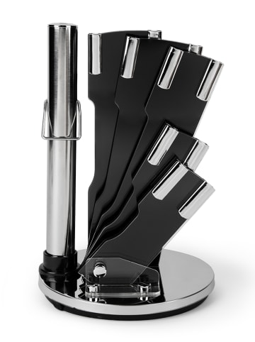 Trendy Kitchen by EXCÉLSA 8tlg. Messerblock-Set "Wood" in Schwarz/ Hellbraun