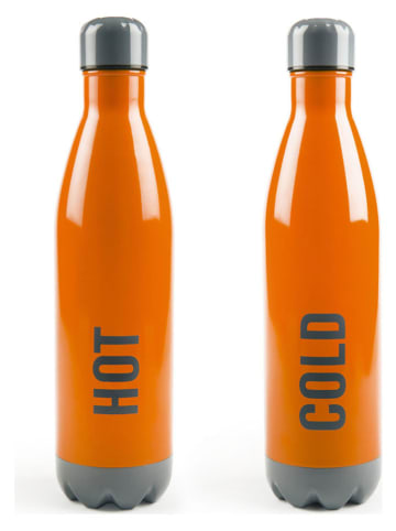 Trendy Kitchen by EXCÉLSA Thermoflasche "Hot/ Cold'' in Orange/ Grau - 500 ml
