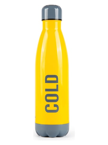 Trendy Kitchen by EXCÉLSA Butelka termiczna "Hot/Cold" w kolorze żółto-szarym - 500 ml