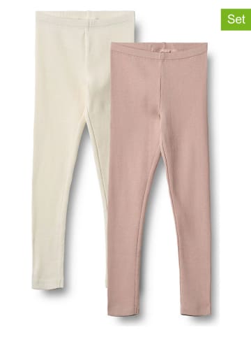 Wheat Legginsy (2 pary) "Jules" w kolorze jasnoróżowo-kremowym