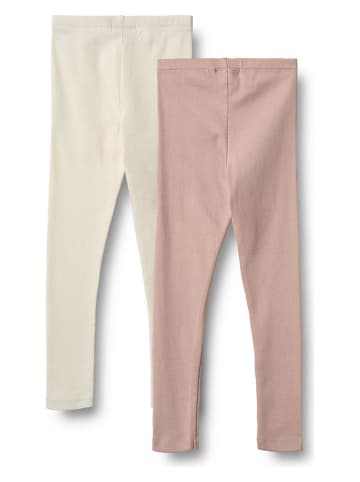 Wheat Legginsy (2 pary) "Jules" w kolorze jasnoróżowo-kremowym