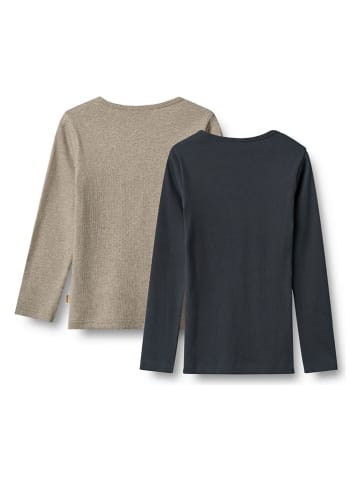 Wheat 2er-Set: Longsleeves "Stig" in Hellbraun/ Dunkelblau