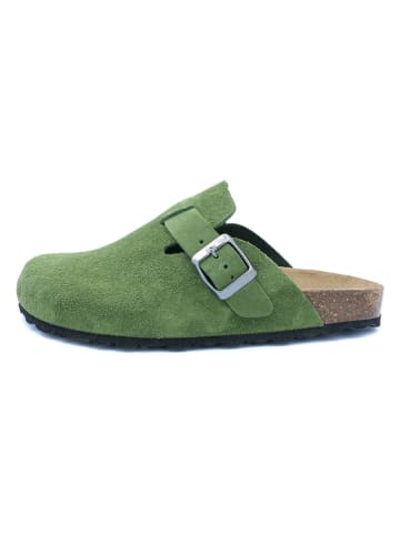 billowy Leren clogs groen