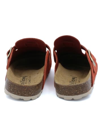 billowy Leder-Clogs in Hellbraun