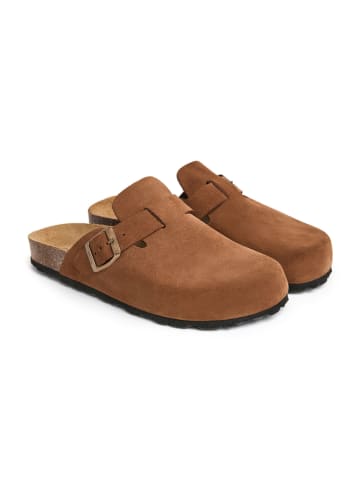 billowy Leren clogs lichtbruin