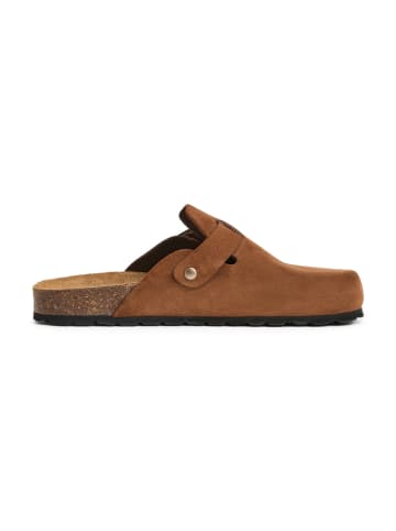 billowy Leren clogs lichtbruin