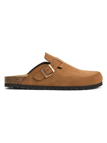 billowy Leren clogs lichtbruin