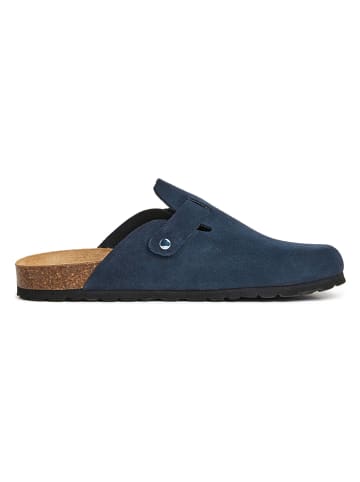 billowy Leder-Clogs in Dunkelblau