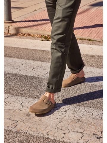 billowy Leren clogs lichtbruin