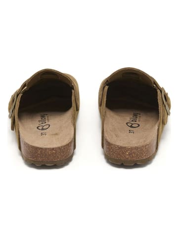 billowy Leder-Clogs in Oliv