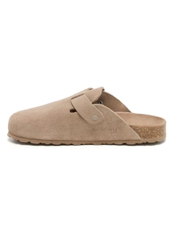 billowy Leder-Clogs in Beige