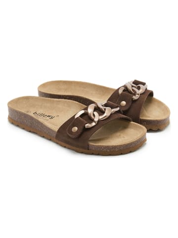 billowy Leren slippers bruin