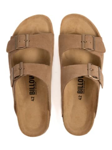 billowy Leder-Pantoletten in Braun