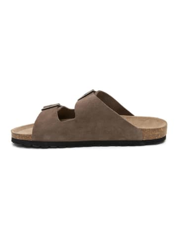 billowy Leren slippers bruin