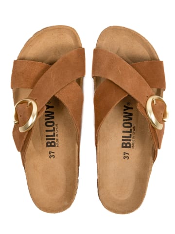 billowy Skórzane klapki w kolorze jasnobrązowym