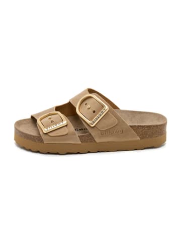 billowy Leren slippers beige