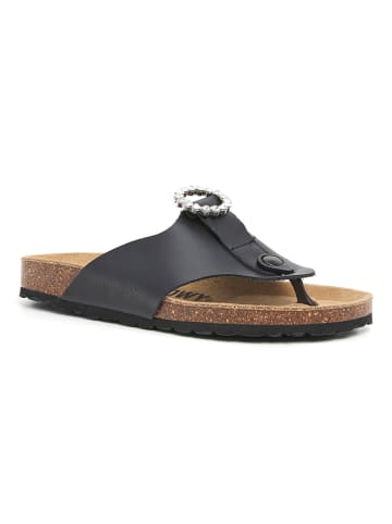 billowy Leren teenslippers zwart