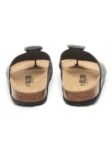 billowy Leren teenslippers zwart