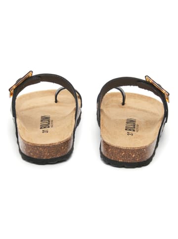 billowy Leren teenslippers zwart