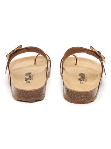 billowy Leren teenslippers lichtbruin