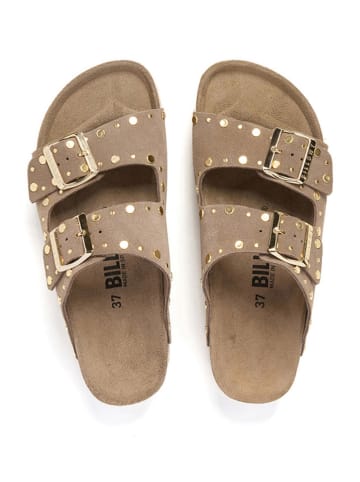 billowy Leren slippers lichtbruin