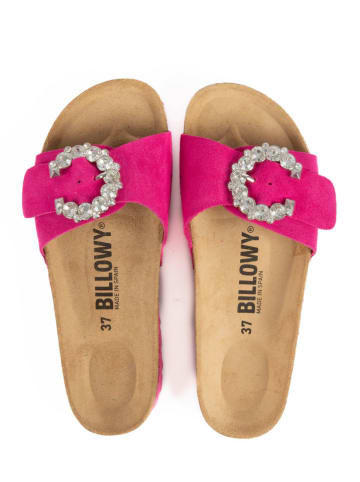 billowy Leren slippers fuchsia