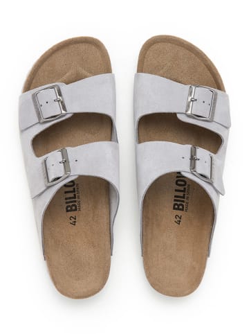 billowy Leder-Pantoletten in Grau