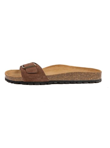 billowy Leren slippers bruin