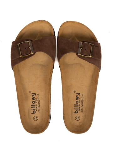 billowy Leren slippers bruin