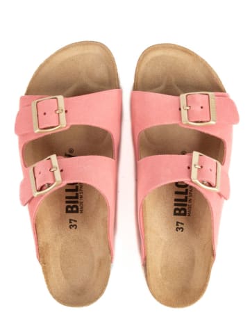 billowy Leder-Pantoletten in Rosa