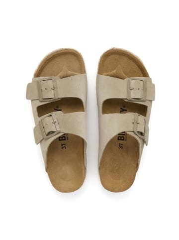 billowy Leren slippers kaki