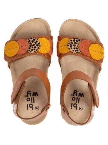 billowy Leren sandalen "Rosso" lichtbruin