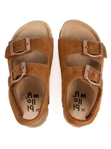 billowy Leren sandalen lichtbruin