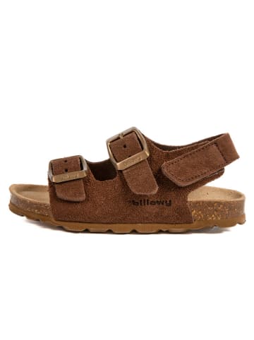 billowy Leder-Sandalen in Hellbraun