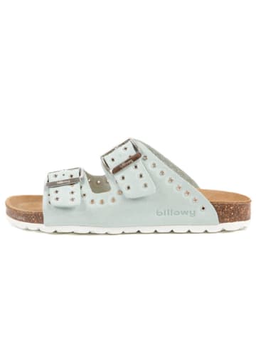 billowy Leren slippers lichtblauw