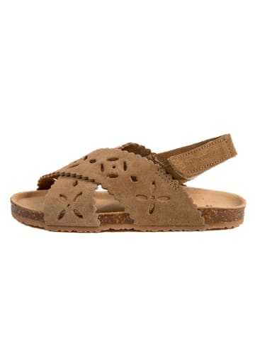 billowy Leren sandalen "Rosso" lichtbruin