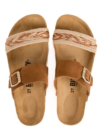 billowy Leren slippers lichtbruin