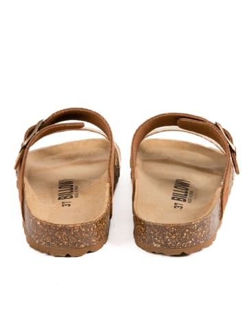 billowy Skórzane klapki w kolorze jasnobrązowym