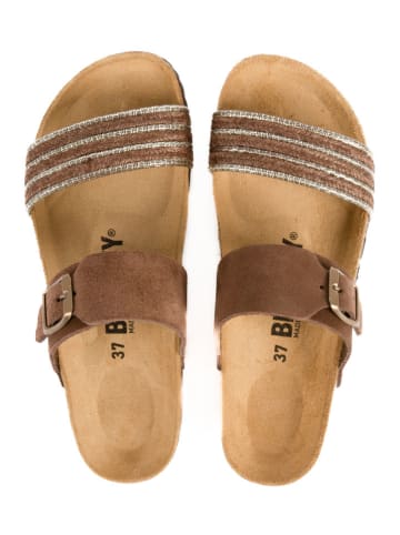 billowy Leren slippers bruin