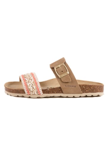 billowy Leren slippers bruin