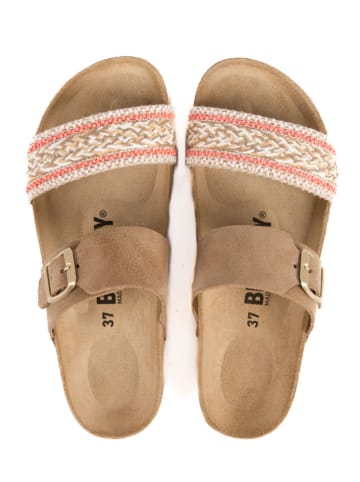 billowy Leren slippers bruin