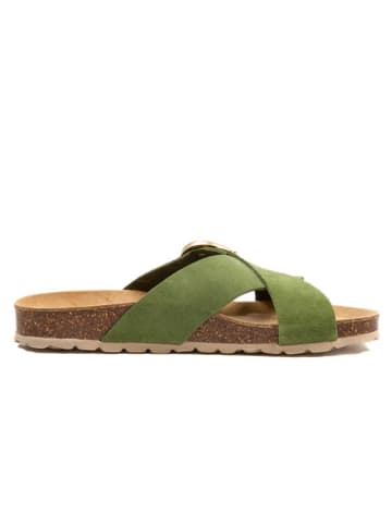 billowy Leren slippers groen
