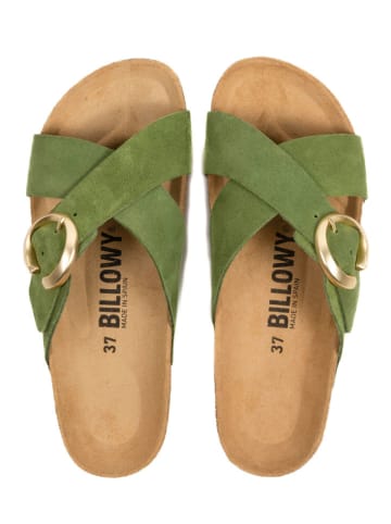 billowy Leren slippers groen