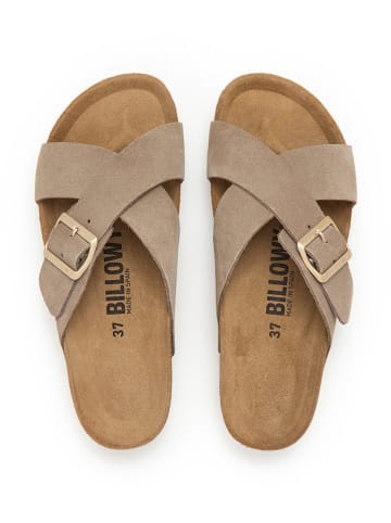billowy Leren slippers bruin