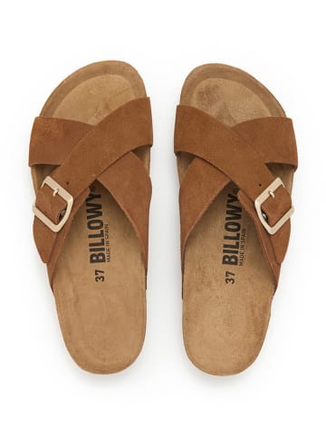 billowy Leren slippers lichtbruin